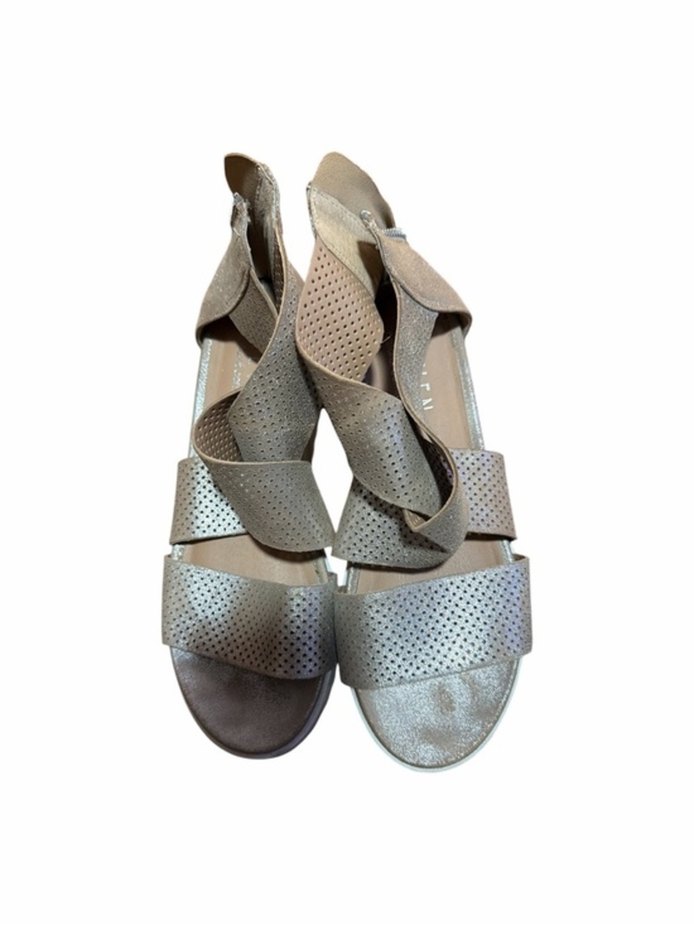 Steven Natural Comfort NC-Klein Silver Perforated Leather Wedge Sandals Size 6